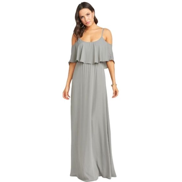 Show Me Your Mumu Caitlin Formal Maxi Soft Charcoal Bridesmaid Dress Size Small - Picture 5 of 6